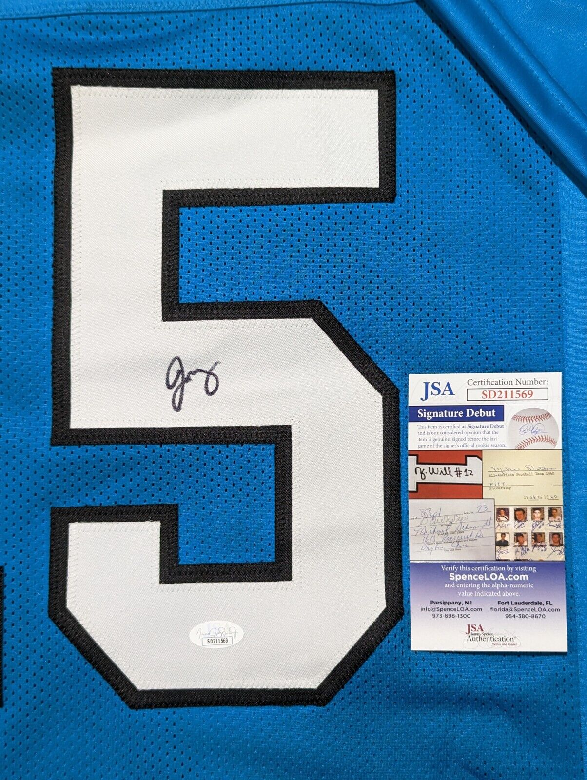 Jonathan Mingo Signed Carolina Panthers Custom Jersey (JSA