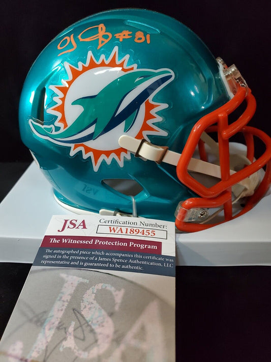 MVP Authentics Oj Mcduffie Autographed Signed Miami Dolphins Flash Mini Helmet Jsa Coa 108 sports jersey framing , jersey framing