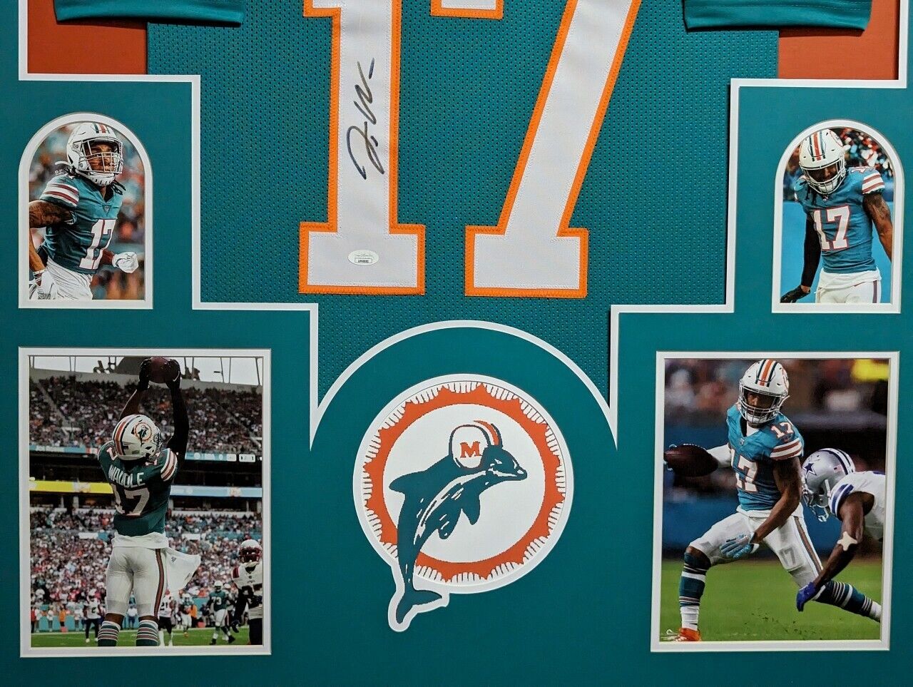 RAEKWON popular DAVIS SIGNED MIAMI DOLPHINS ON FIELD STYLE JERSEY SIGNATURE DEBUT JSA