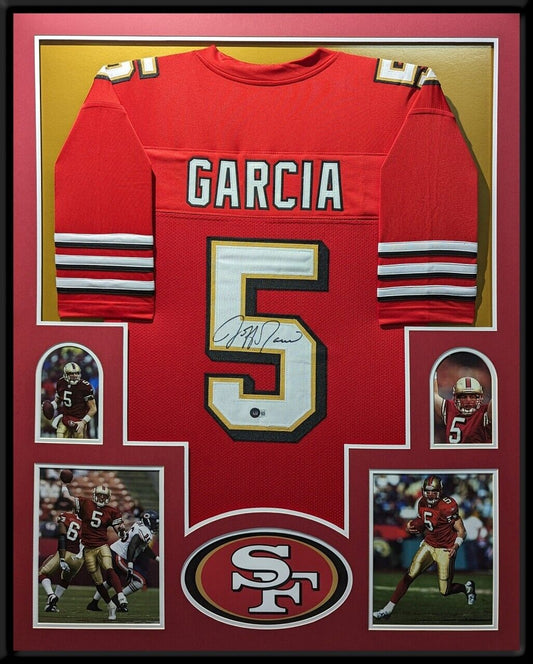 MVP Authentics Framed San Francisco 49Ers Jeff Garcia Autographed Signed Jersey Beckett Holo 405 sports jersey framing , jersey framing