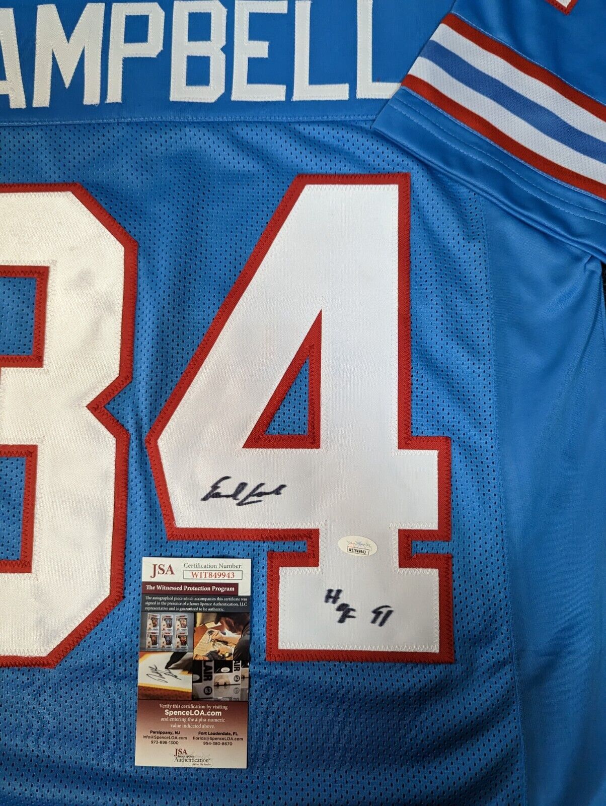 Earl Campbell Autographed and Framed Blue Houston Oilers Jersey