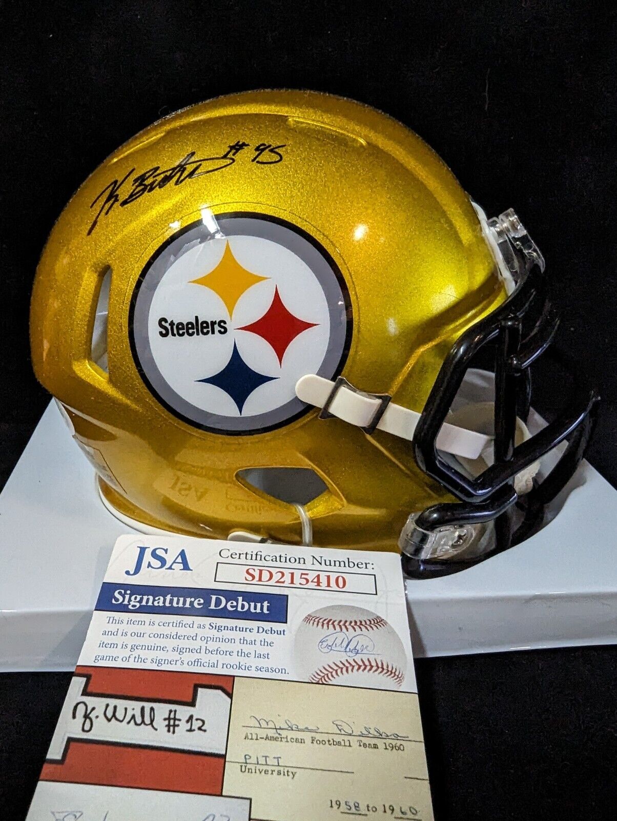 MVP Authentics Pittsburgh Steelers Keeanu Benton Autographed Flash Mini Helmet Jsa Coa 90 sports jersey framing , jersey framing