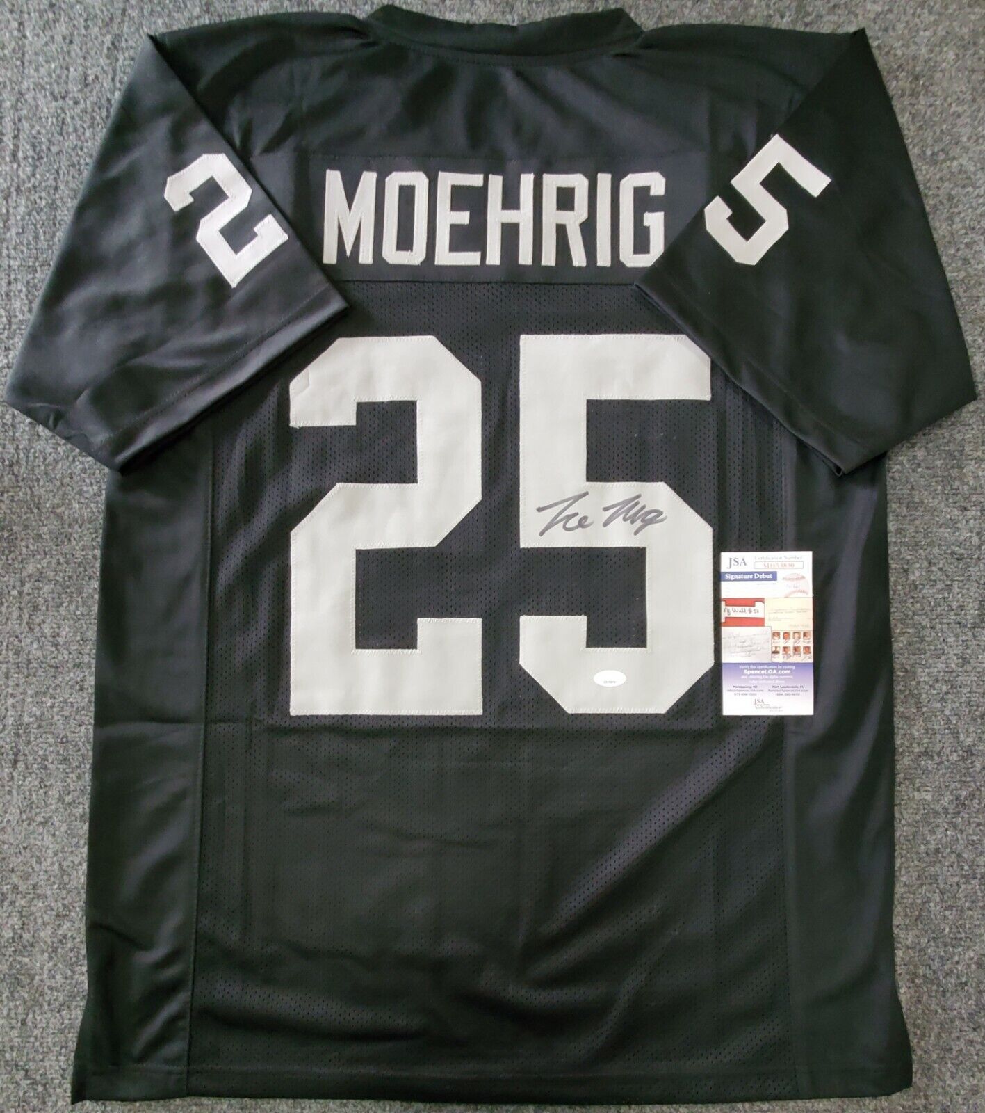 MVP Authentics Las Vegas Raiders Tre'von Moehrig Autographed Jersey Jsa Coa 144 sports jersey framing , jersey framing