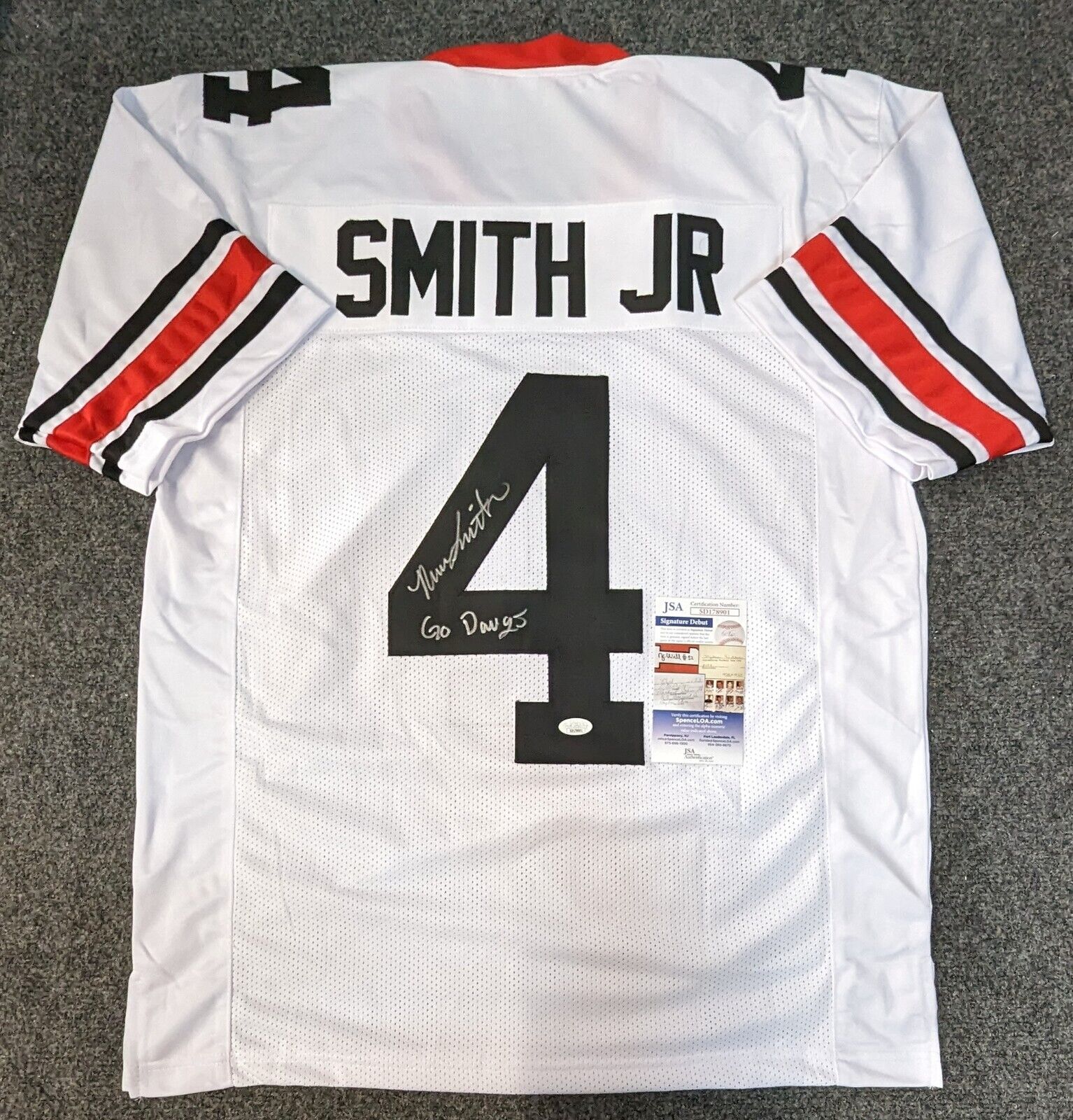 MVP Authentics Georgia Bulldogs Nolan Smith Jr Autographed Signed Inscribed Jersey Jsa Coa 143.10 sports jersey framing , jersey framing