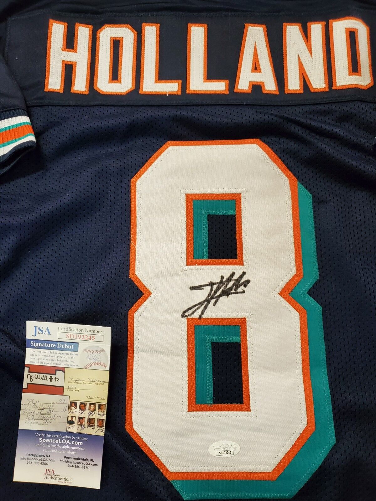 MVP Authentics Miami Dolphins Jevon Holland Autographed Signed Jersey Jsa Coa 117 sports jersey framing , jersey framing