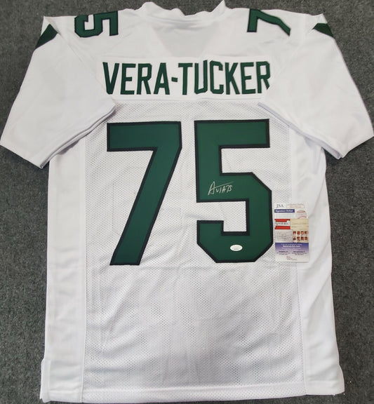 MVP Authentics New York Jets Alijah Vera-Tucker Autographed Signed Jersey Jsa Coa 116.10 sports jersey framing , jersey framing