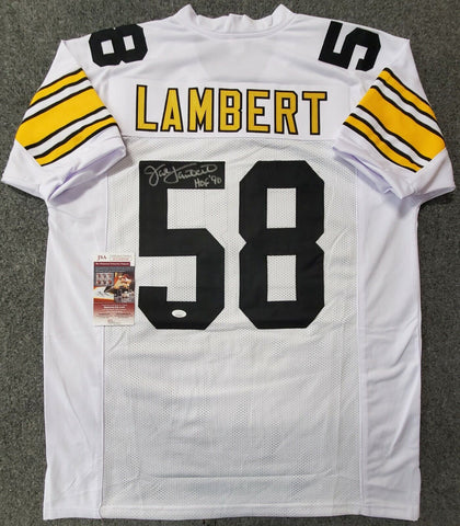 Jack Lambert Autographed & Framed White Steelers Jersey Auto JSA COA