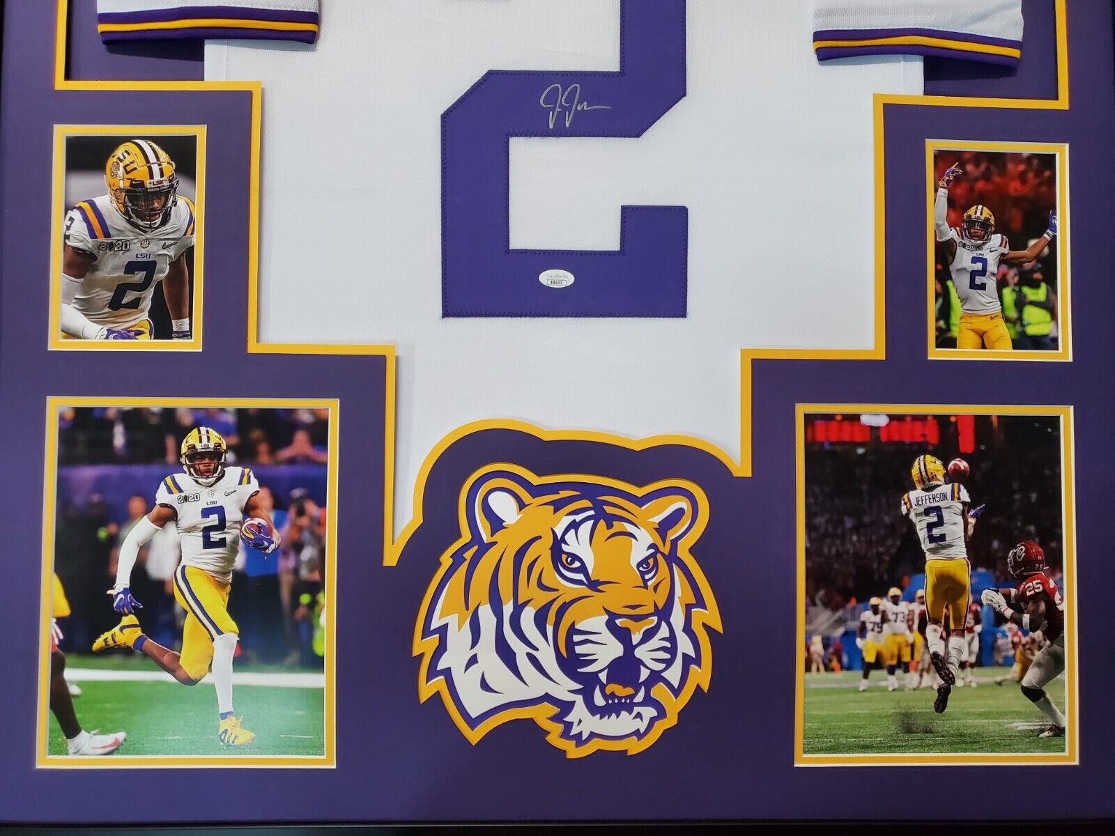 Justin Jefferson Autographed and Framed LSU Tigers Jersey