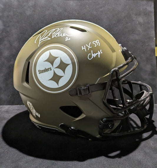 MVP Authentics Pittsburgh Steelers Rocky Bleier Signed Ins Full Size Salute Rep Helmet Bas Holo 337.50 sports jersey framing , jersey framing