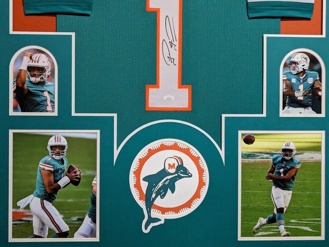 MVP Authentics Framed Miami Dolphins Tua Tagovailoa Autographed Signed Jersey Jsa Coa 765 sports jersey framing , jersey framing