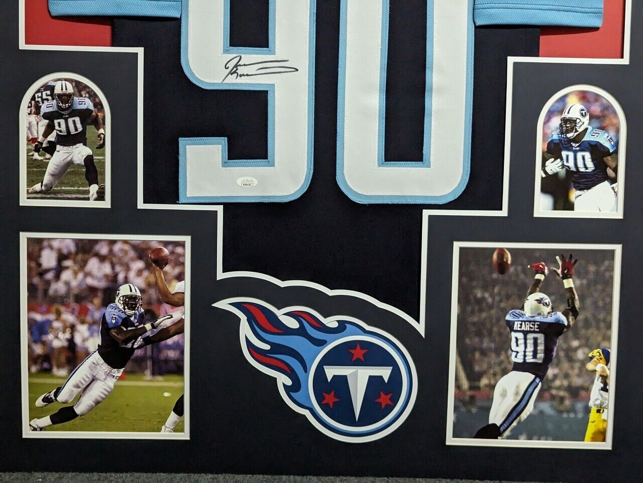 MVP Authentics Framed Tennessee Titans Jevon Kearse Autographed Signed Jersey Jsa Coa 472.50 sports jersey framing , jersey framing