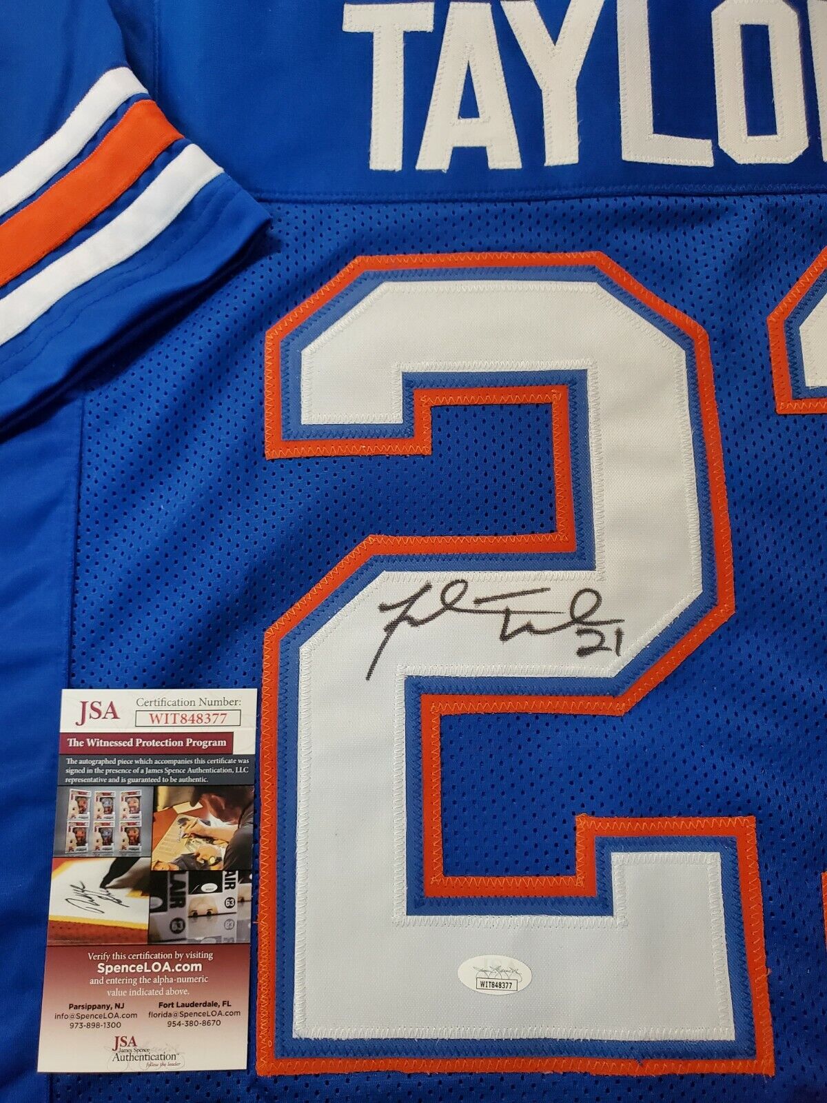 Florida Fred Taylor Authentic Signed Blue Pro Style Framed Jersey BAS  Witnessed