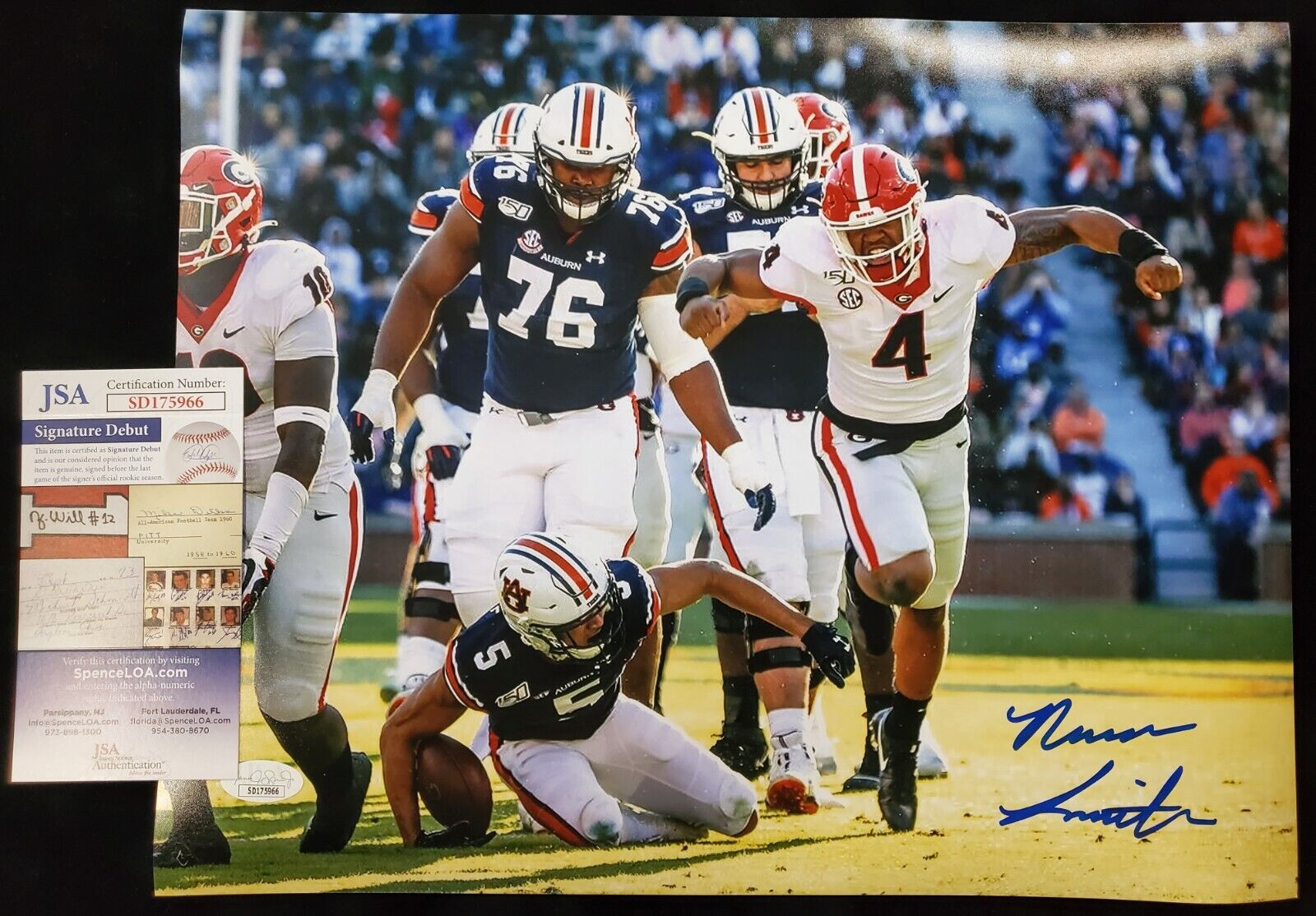 MVP Authentics Georgia Bulldogs Nolan Smith Jr Autographed Signed 11X14 Photo Jsa Coa 58.50 sports jersey framing , jersey framing