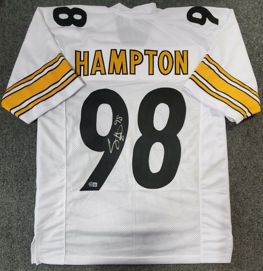 MVP Authentics Pittsburgh Steelers Casey Hampton Autographed Signed Jersey Beckett Holo 125.10 sports jersey framing , jersey framing