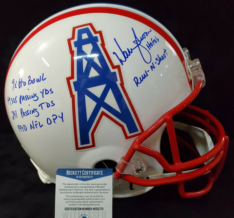 : Warren Moon Autographed Houston Oilers Full-Size Football Helmet  BAS 7 Inscrip : Collectibles & Fine Art