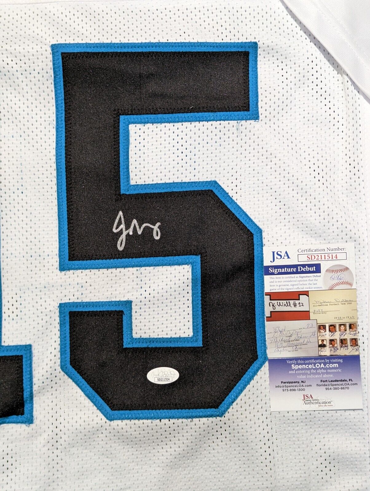 MVP Authentics Carolina Panthers Jonathan Mingo Autographed Signed Jersey Jsa  Coa 117 sports jersey framing , jersey framing