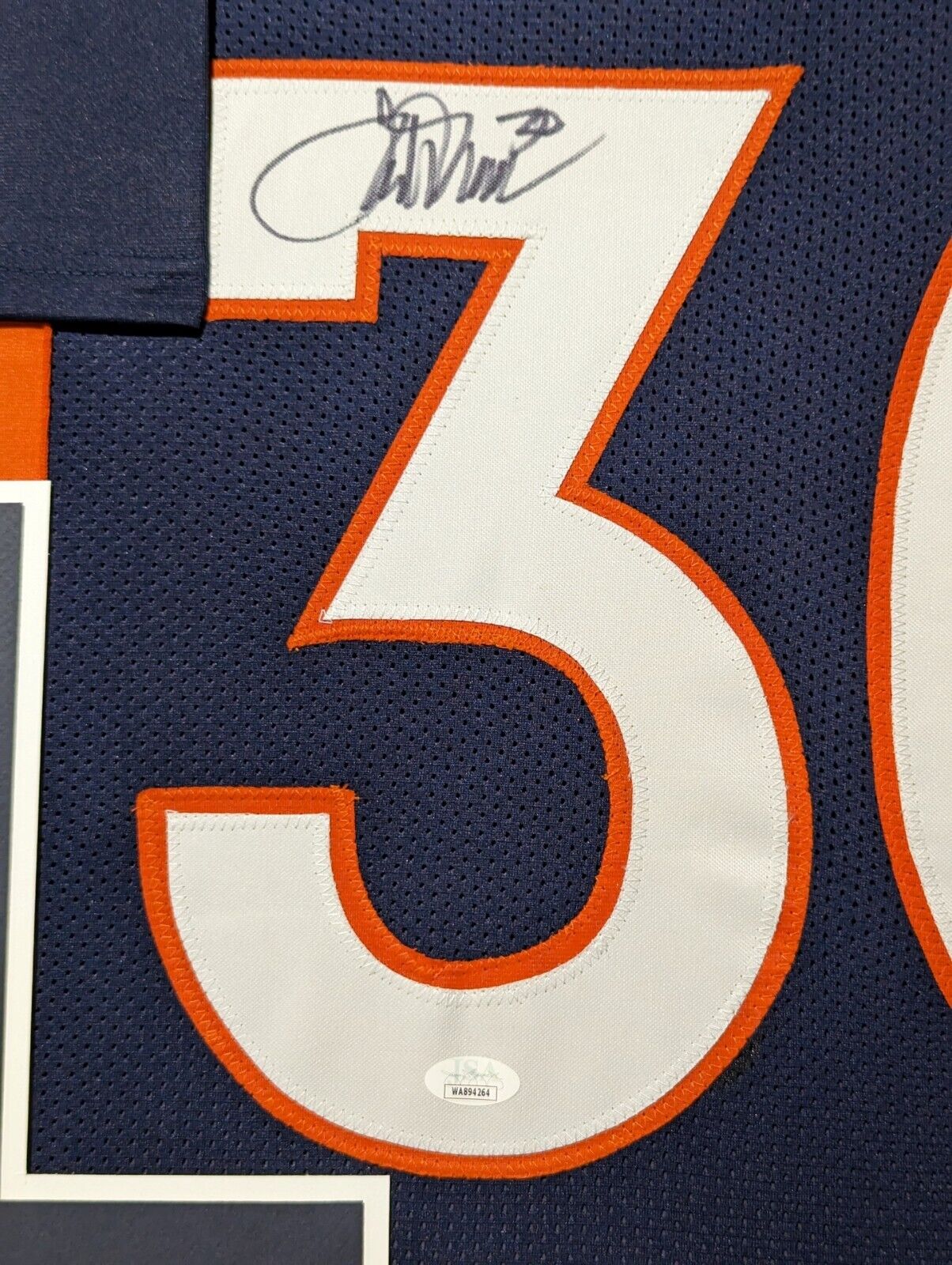 Framed Denver Broncos Terrell Davis Autographed Signed Jersey Jsa Coa