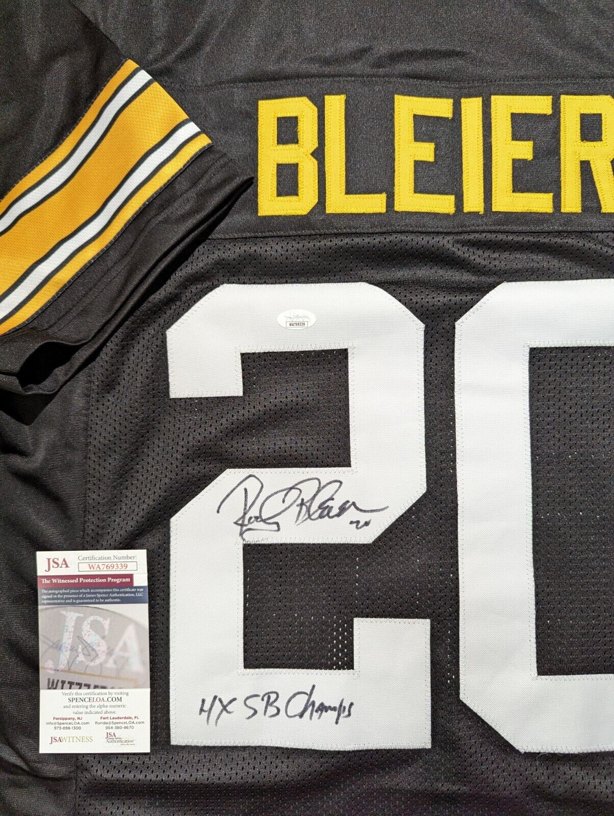 Rocky bleier signed hot sale jersey