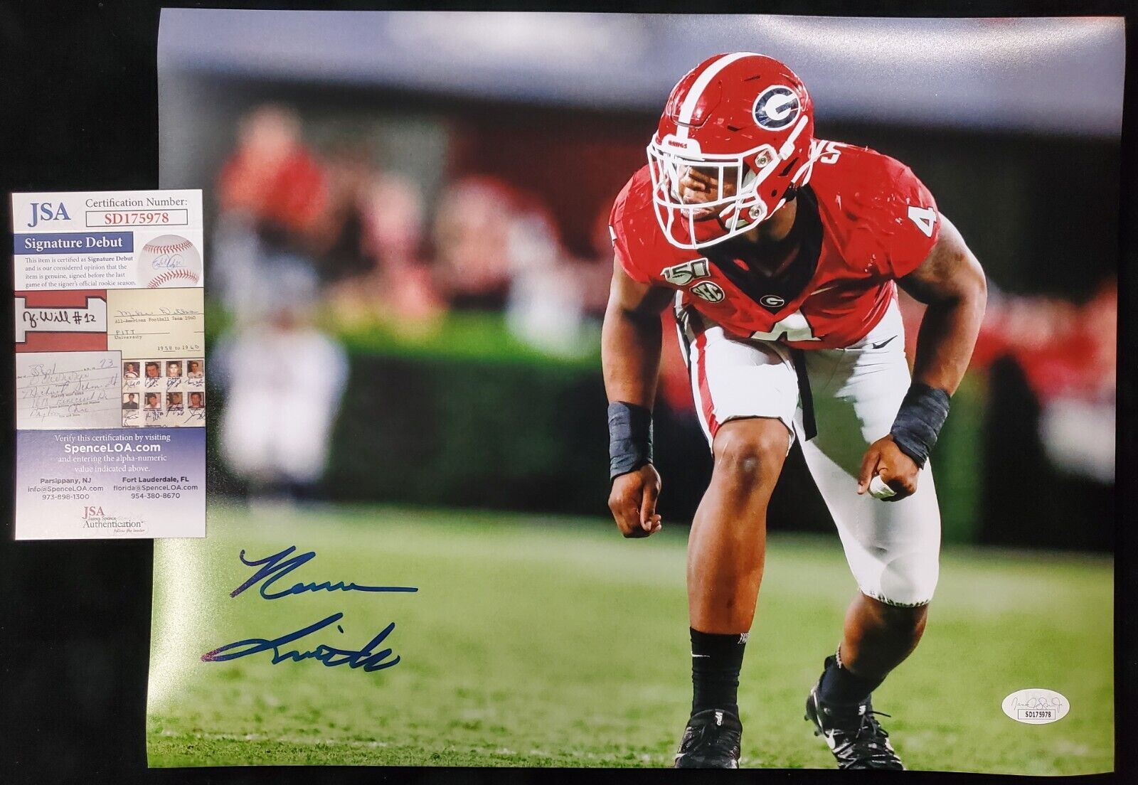 MVP Authentics Georgia Bulldogs Nolan Smith Jr Autographed Signed 11X14 Photo Jsa Coa 58.50 sports jersey framing , jersey framing