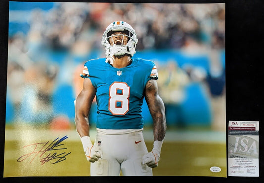 MVP Authentics Miami Dolphins Jevon Holland Autographed Signed 16X20 Photo Jsa Coa 99 sports jersey framing , jersey framing