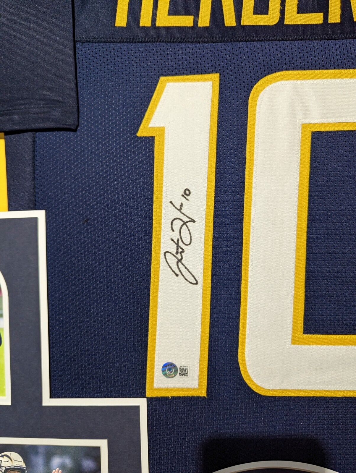 Justin Herbert Autographed Framed Los Angeles Chargers Jersey (Beckett