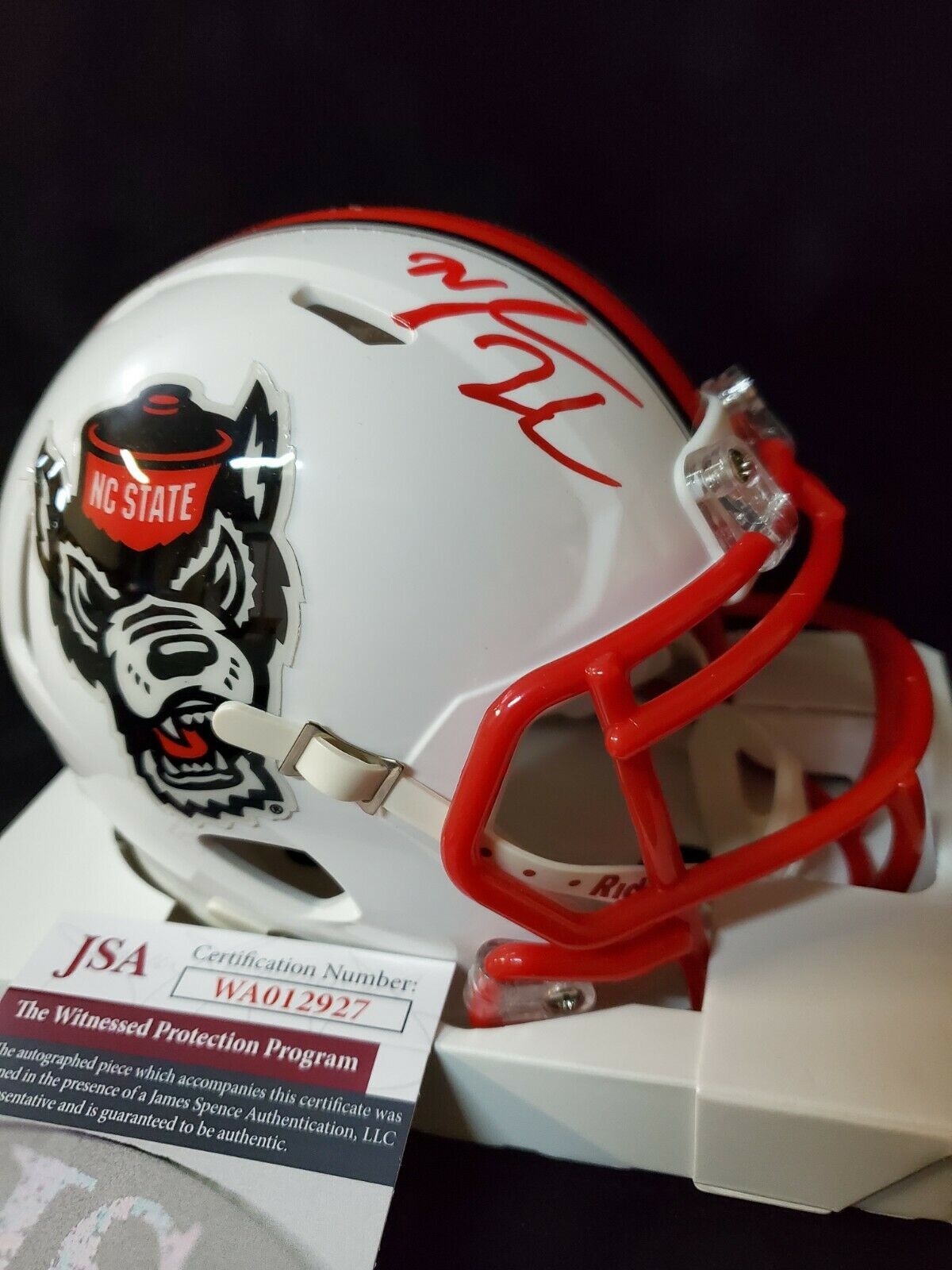 MVP Authentics Nyheim Hines Autographed Signed Nc State Speed Mini Helmet Jsa Coa 98.10 sports jersey framing , jersey framing