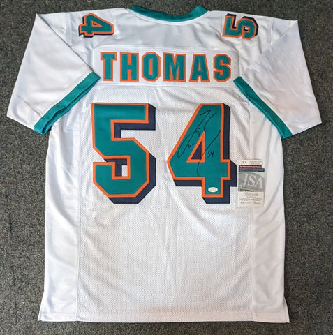 Zach Thomas Signed Dolphins 35x43 Framed Jersey (JSA COA) 7xPro