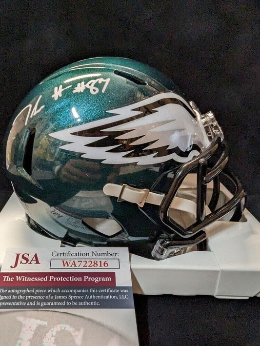 MVP Authentics Philadelphia Eagles Jadon Haselwood Autographed Signed Speed Mini Helmet Jsa Coa 90 sports jersey framing , jersey framing