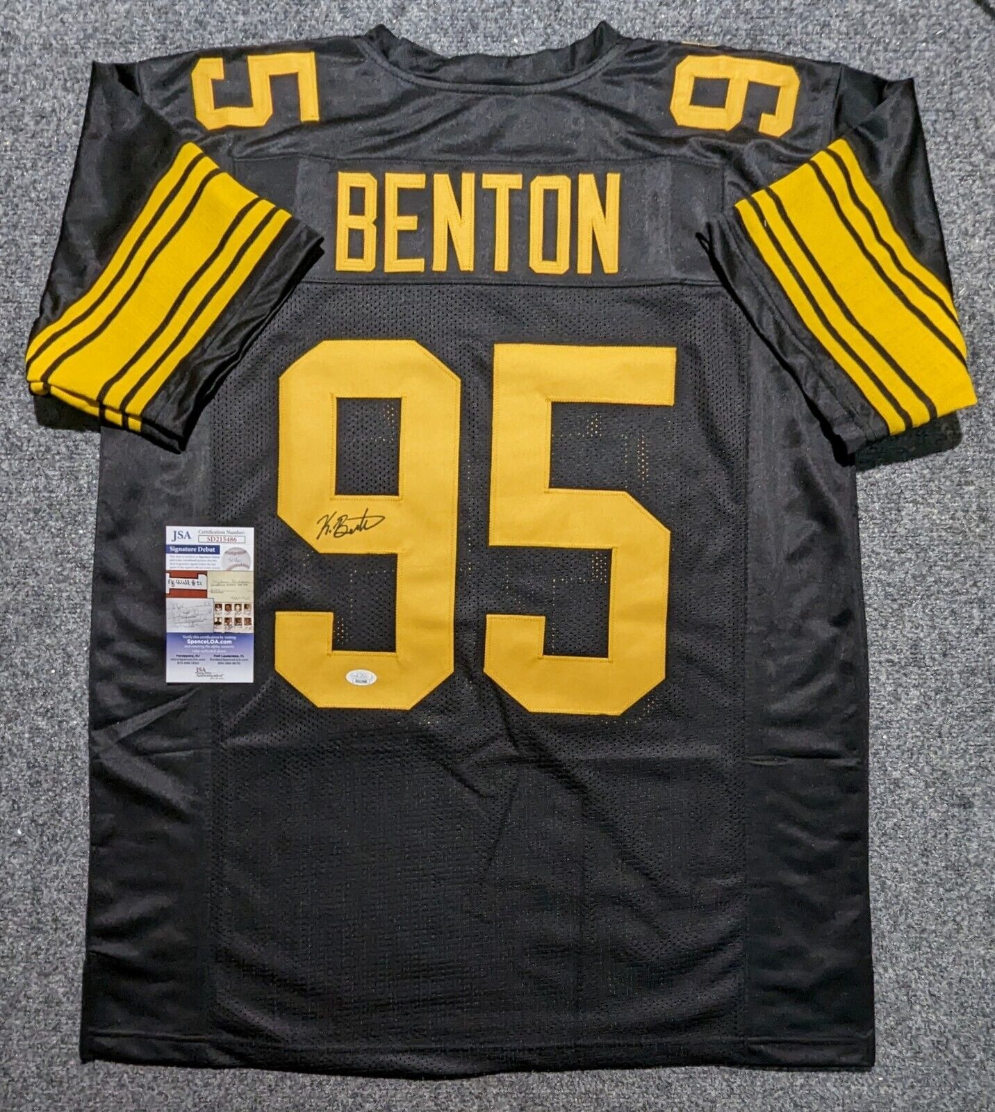 MVP Authentics Pittsburgh Steelers Keeanu Benton Autographed Signed Color Rush Jersey Jsa Coa 90 sports jersey framing , jersey framing