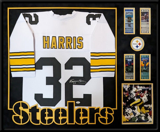 MVP Authentics Framed In Suede Pittsburgh Steelers Franco Harris Autographed Jersey Jsa Coa 1349.10 sports jersey framing , jersey framing