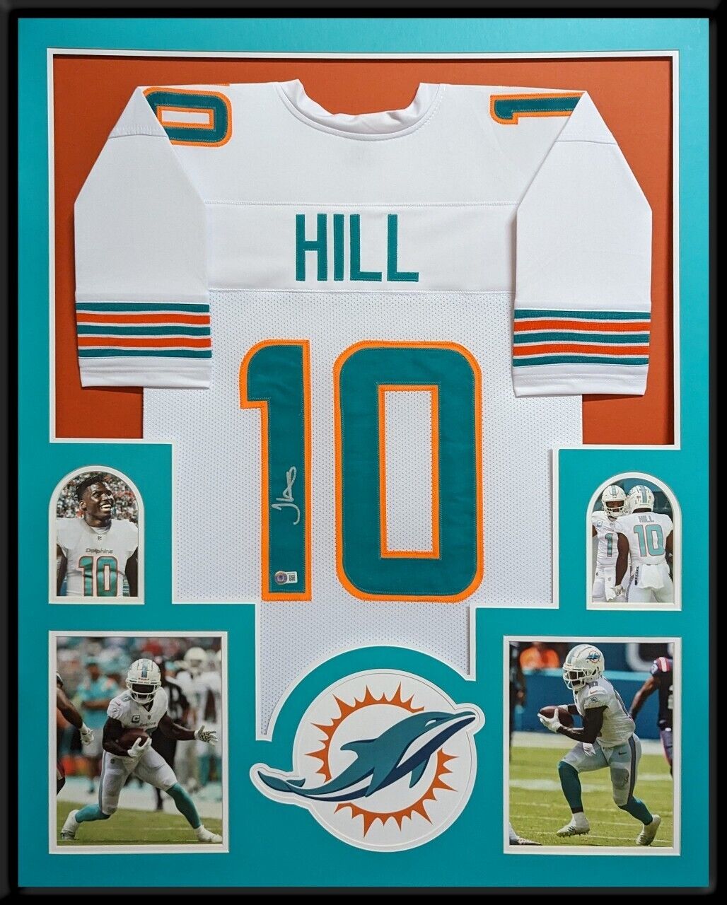 MVP Authentics Framed Miami Dolphins Tyreek Hill Autographed Signed Jersey Beckett Holo 450 sports jersey framing , jersey framing