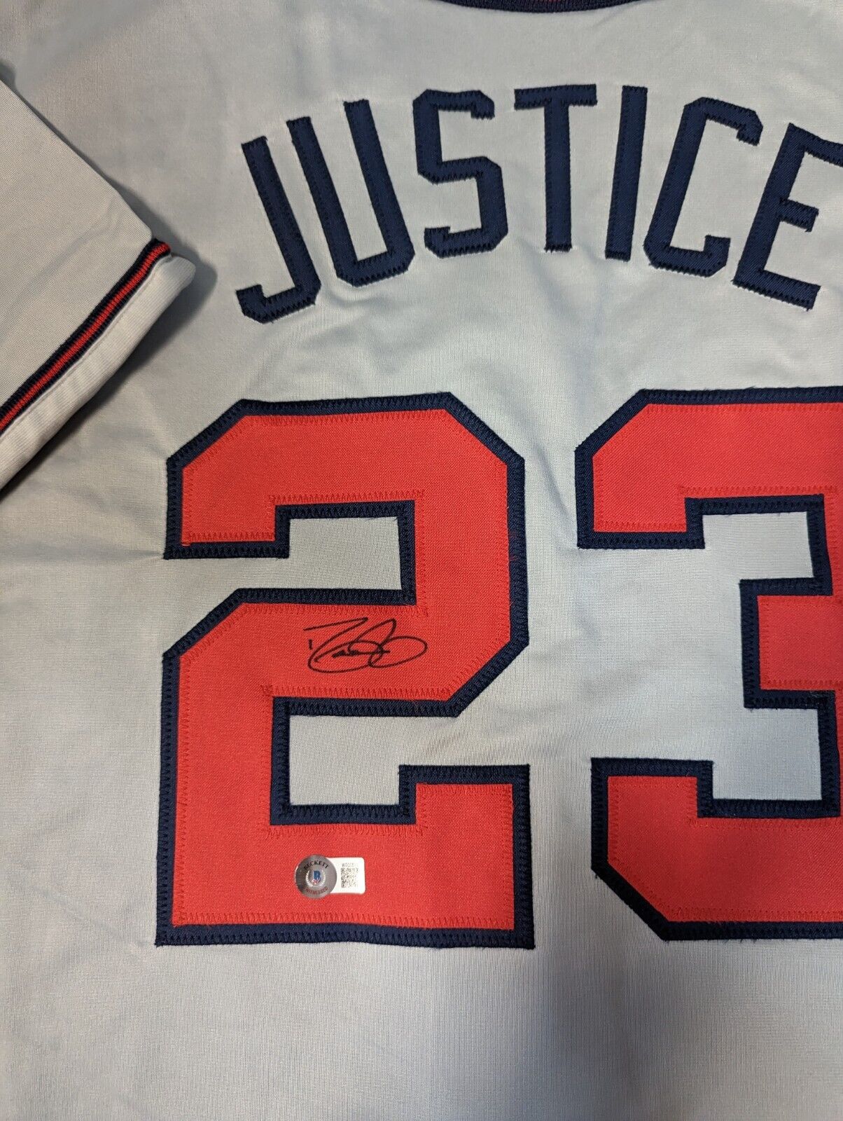 David Justice Signed New York Pinstripe Baseball Jersey (Beckett) — RSA