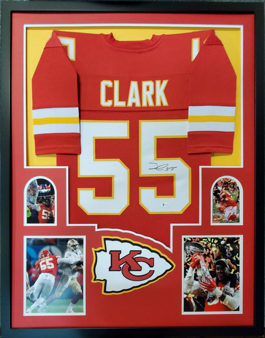 MVP Authentics Kansas City Chiefs Framed Frank Clark Autographed Signed Jersey Beckett Coa 405 sports jersey framing , jersey framing