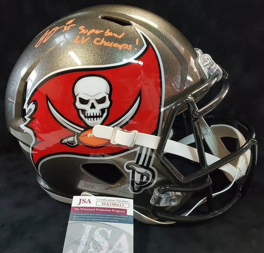 MVP Authentics Tampa Bay Buccaneers Jamel Dean Signed Full Size Speed Replica Helmet Jsa Coa 247.50 sports jersey framing , jersey framing