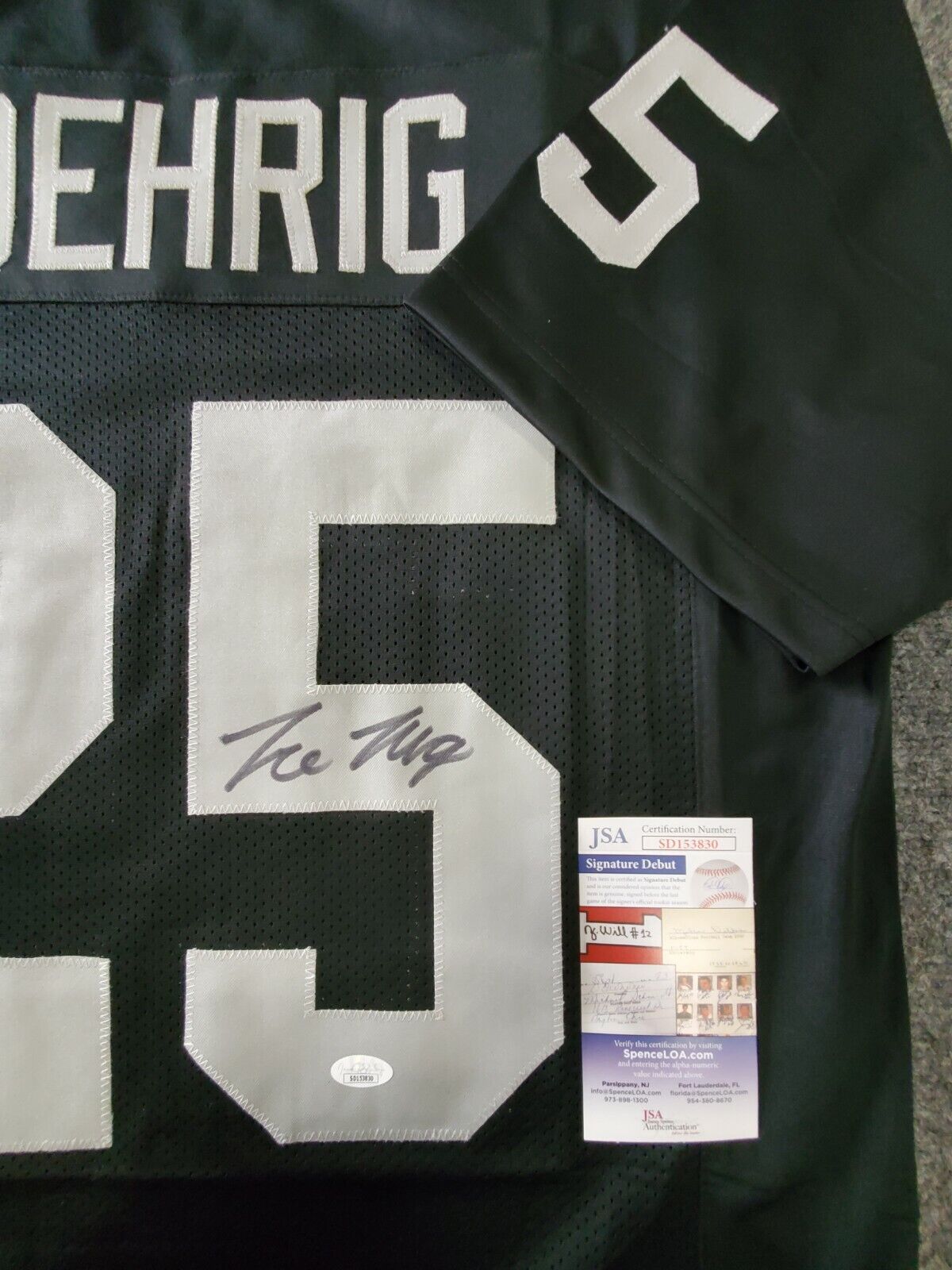 MVP Authentics Las Vegas Raiders Tre'von Moehrig Autographed Jersey Jsa Coa 144 sports jersey framing , jersey framing