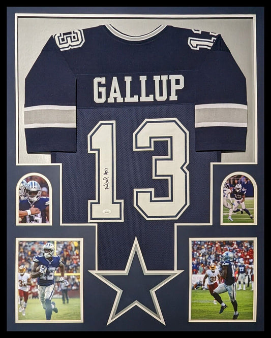 MVP Authentics Framed Dallas Cowboys Michael Gallup Autographed Signed Jersey Jsa Coa 360 sports jersey framing , jersey framing