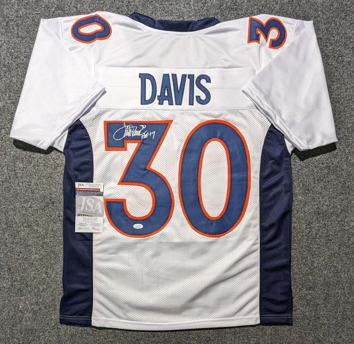 Denver Broncos Terrell Davis Autographed Signed Inscribed Hof 17 Jersey Jsa  Coa