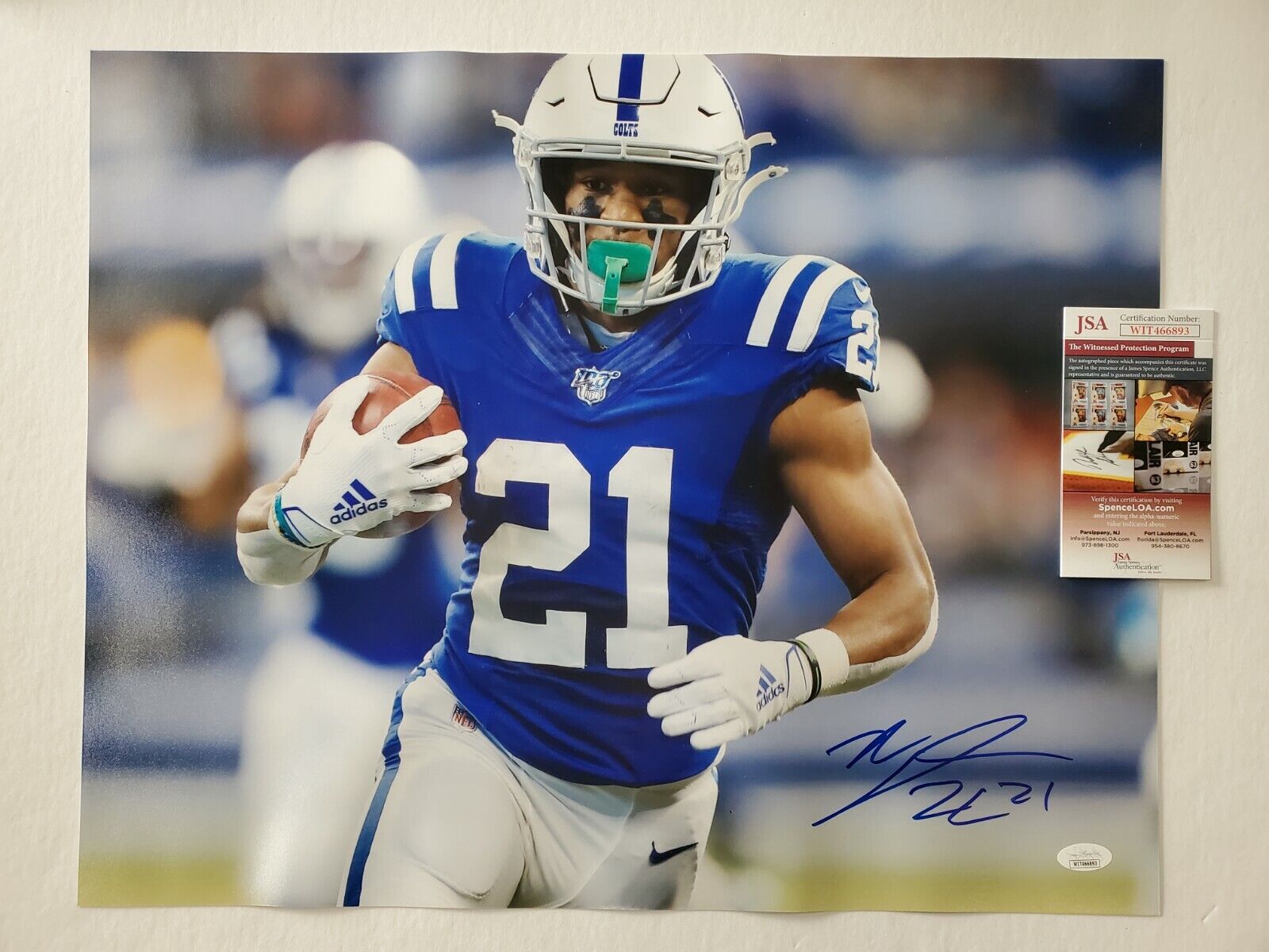 MVP Authentics Indianapolis Colts Nyheim Hines Autographed Signed 16X20 Photo Jsa Coa 89.10 sports jersey framing , jersey framing