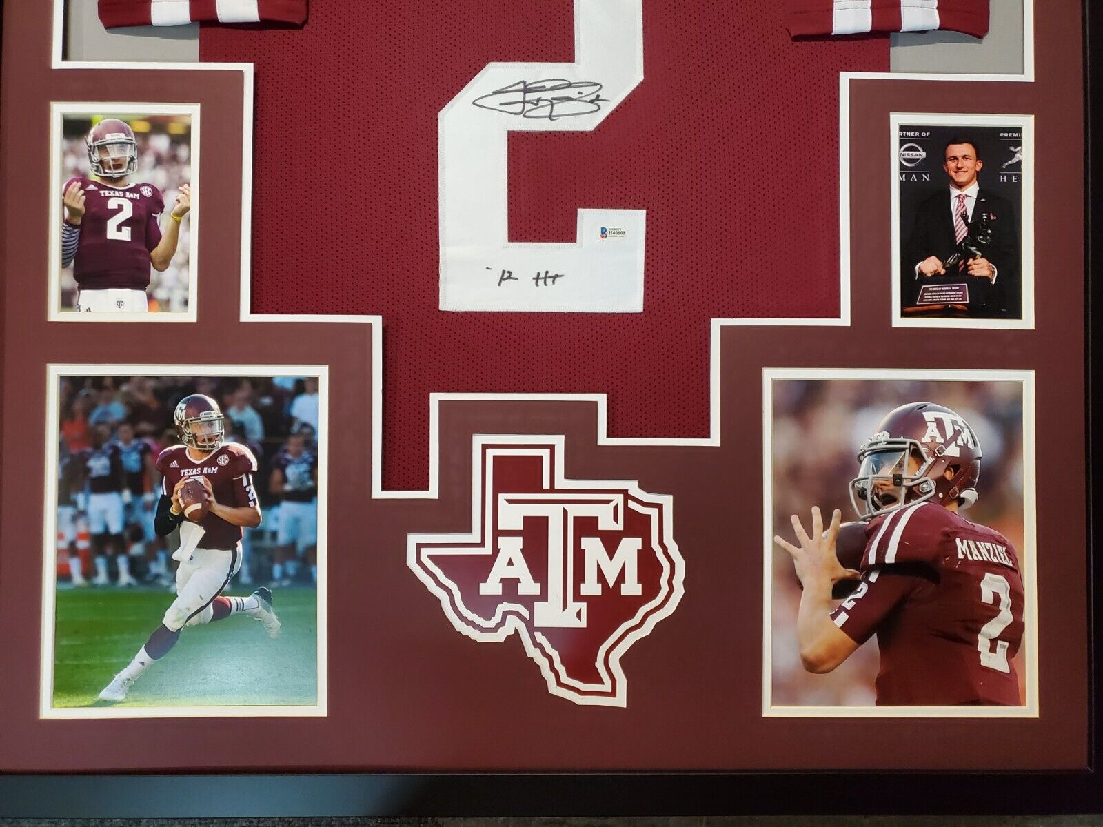 JOHNNY MANZIEL AUTOGRAPHED HAND SIGNED CUSTOM FRAMED TEXAS A&M JERSEY -  Signature Collectibles