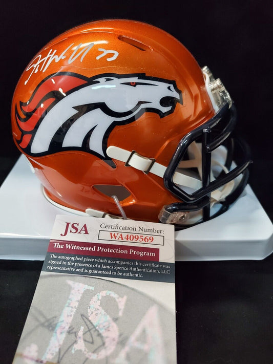 MVP Authentics Denver Broncos Javonte Williams Signed Flash Mini Helmet Jsa Coa 117 sports jersey framing , jersey framing