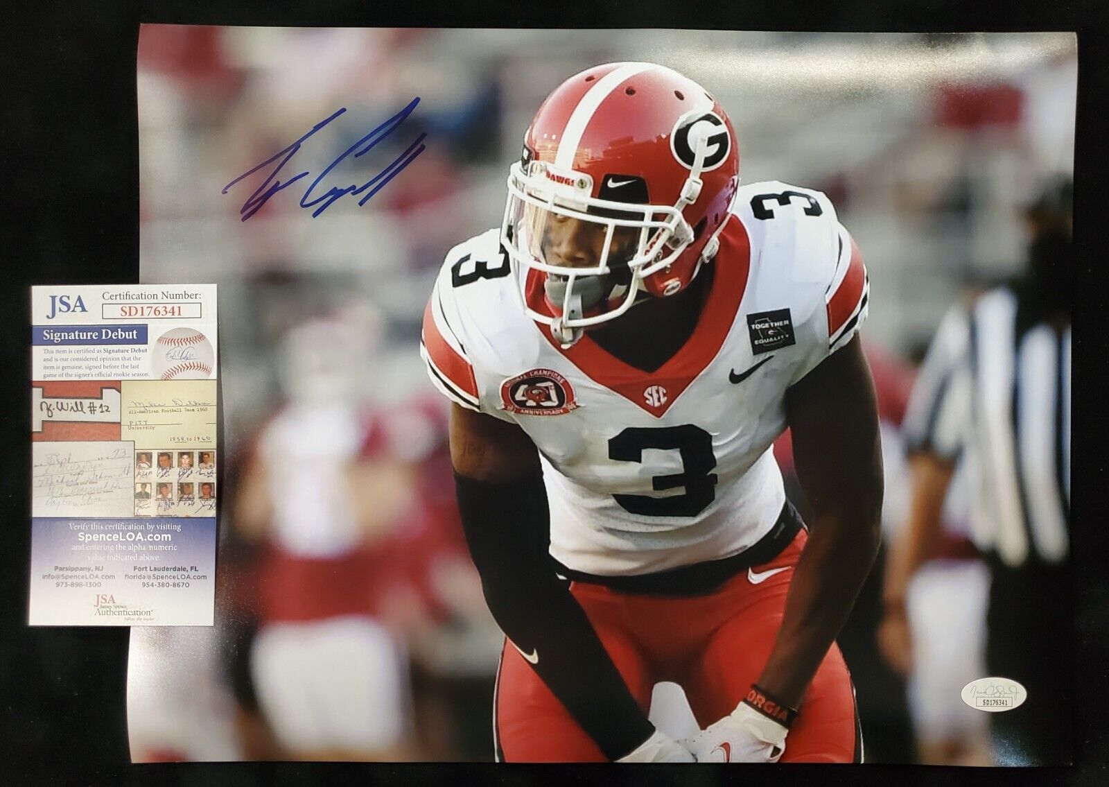 MVP Authentics Georgia Bulldogs Tyson Campbell Autographed Signed 11X14 Photo Jsa Coa 58.50 sports jersey framing , jersey framing