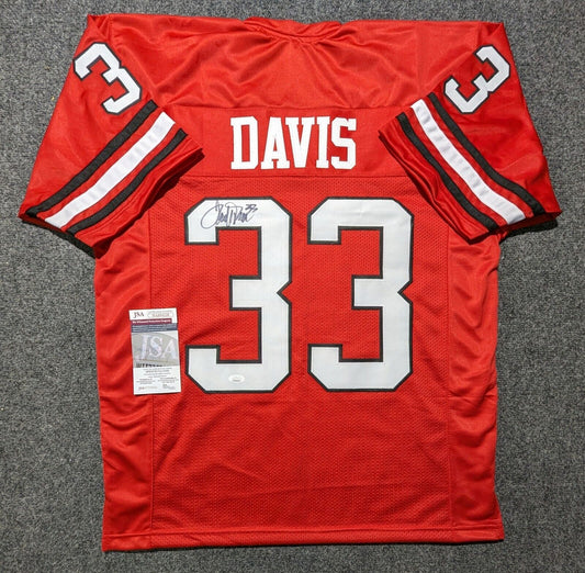 MVP Authentics Georgia Bulldogs Terrell Davis Autographed Signed Jersey Jsa Coa 180 sports jersey framing , jersey framing