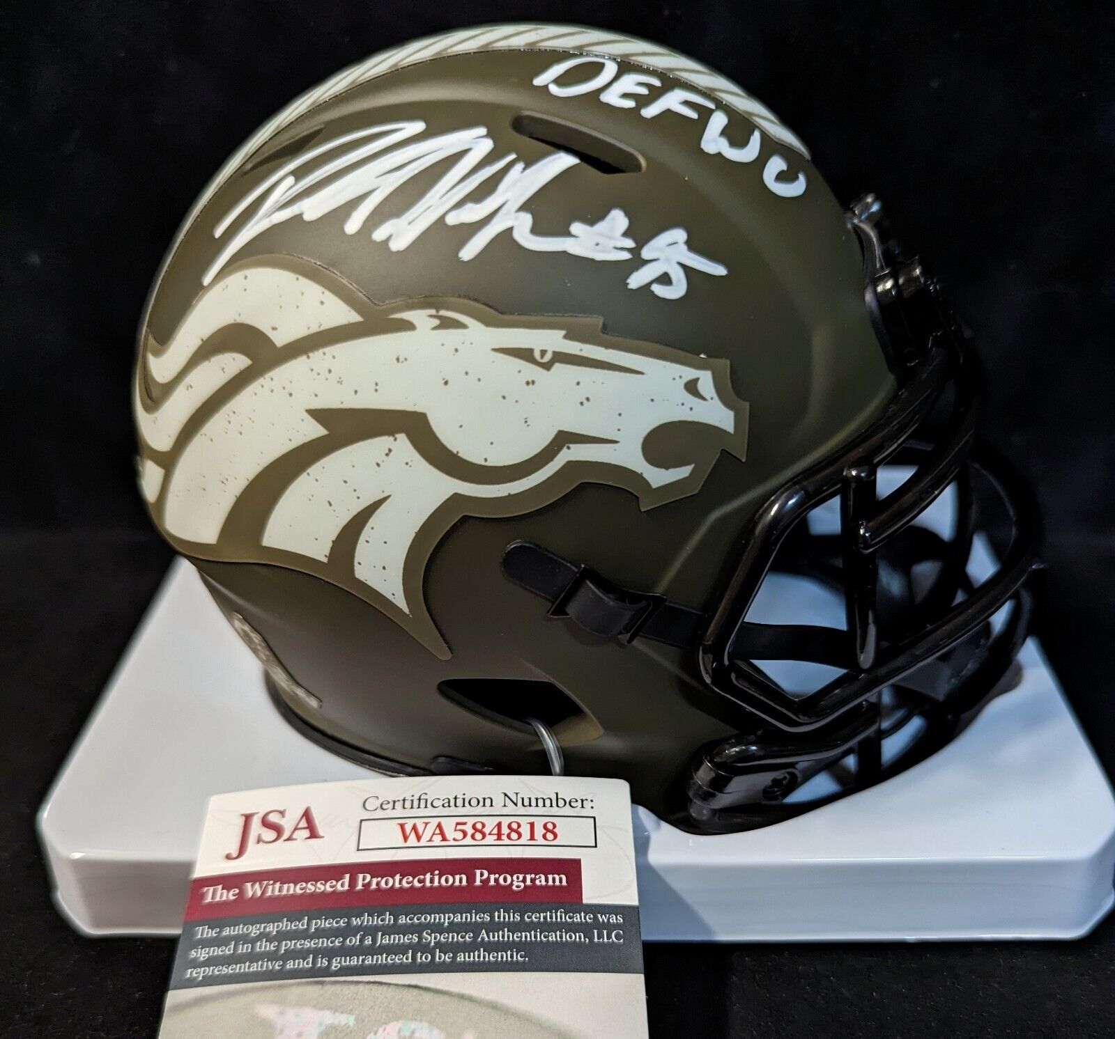 Denver Broncos Derek Wolfe Signed Speed Throwback Mini Helmet Jsa