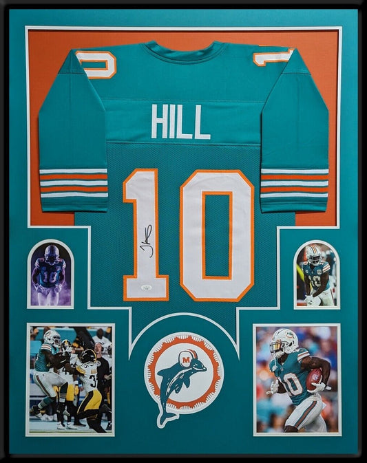 MVP Authentics Framed Miami Dolphins Tyreek Hill Autographed Signed Jersey Beckett Holo 450 sports jersey framing , jersey framing