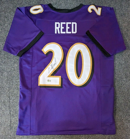 Ed Reed Signed 35x43 Custom Framed Jersey Display (Beckett COA)