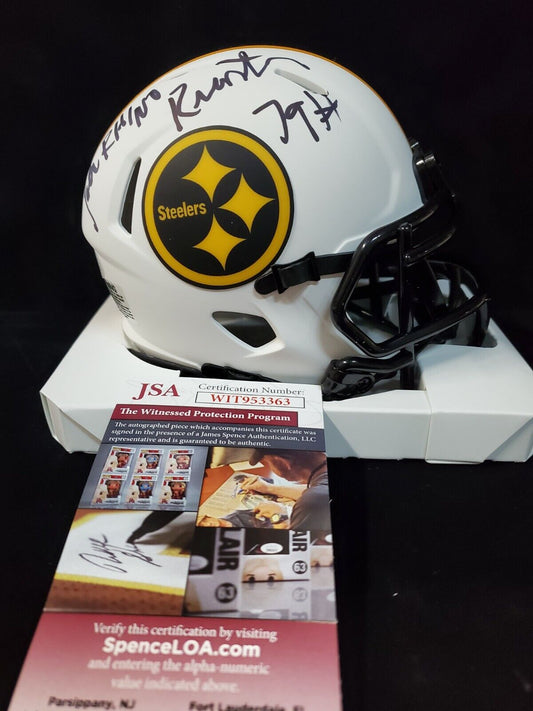 MVP Authentics Pittsburgh Steelers John Reinstra Autographed Signed Speed Lunar Helmet Jsa Coa 89.10 sports jersey framing , jersey framing