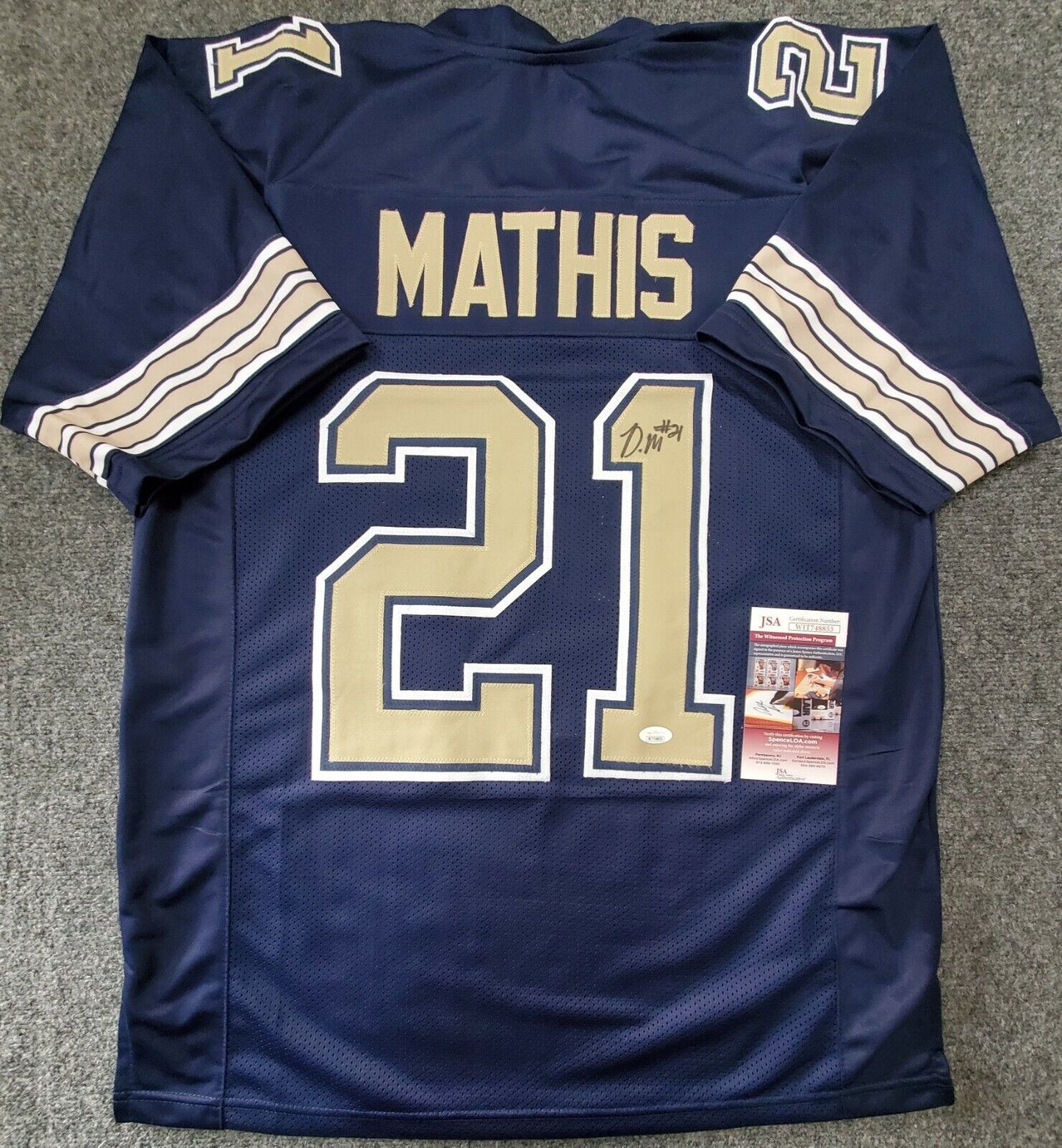 MVP Authentics Pitt Panthers Damarri Mathis Autographed Signed Jersey Jsa Coa 54 sports jersey framing , jersey framing