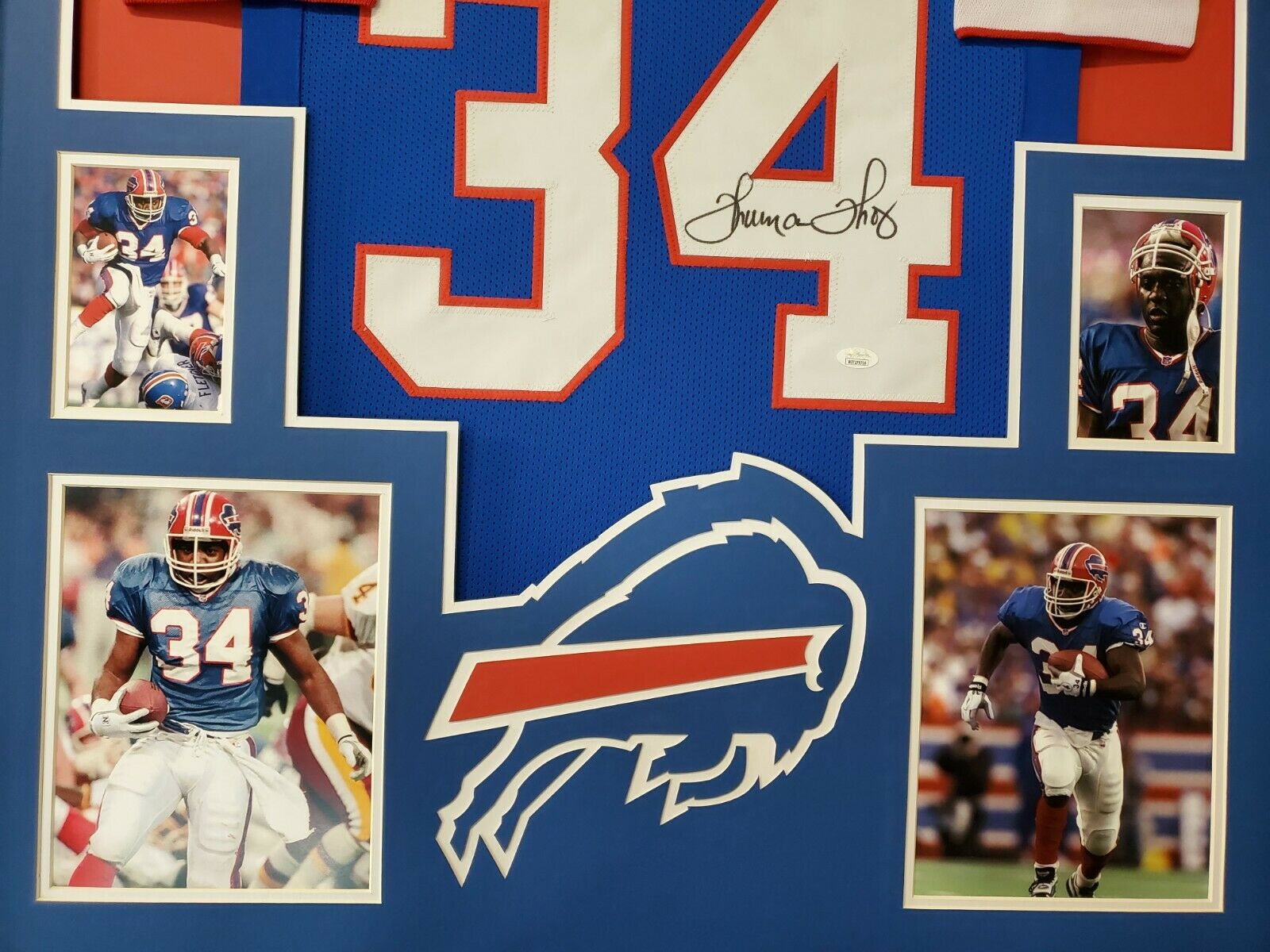 Autographed/Signed Thurman Thomas Buffalo White Football Jersey JSA COA