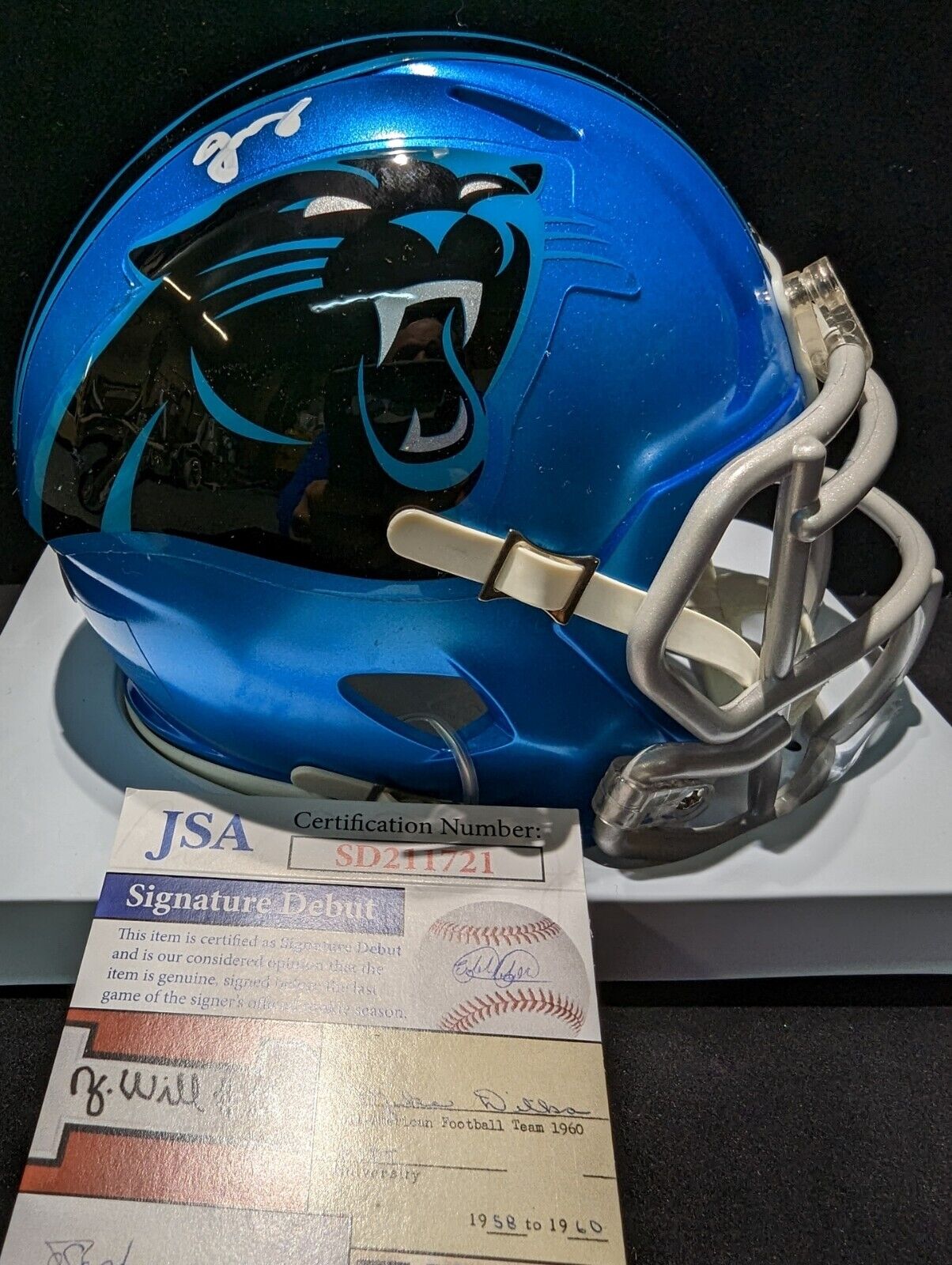 MVP Authentics Carolina Panthers Jonathan Mingo Signed  Flash Mini Helmet Jsa Coa 117 sports jersey framing , jersey framing