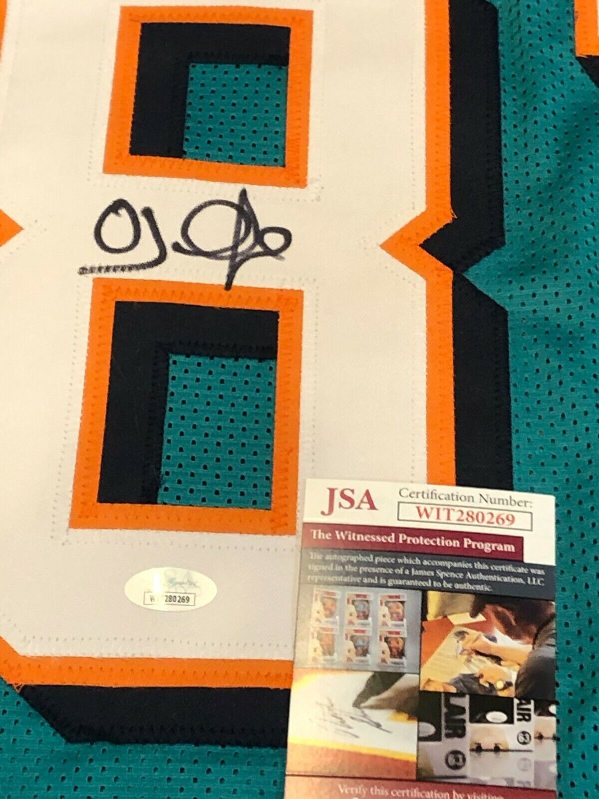 MVP Authentics Miami Dolphins Oj Mcduffie Autographed Signed Jersey Jsa  Coa 107.10 sports jersey framing , jersey framing